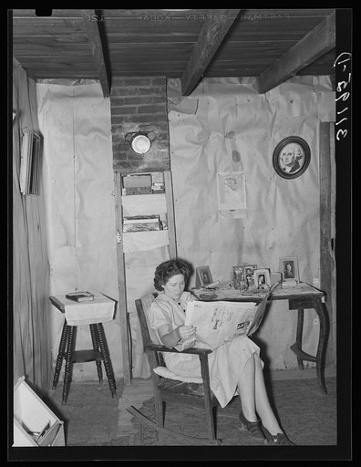 Southeast Missouri Farms. Daughter of sharecropper in shack home