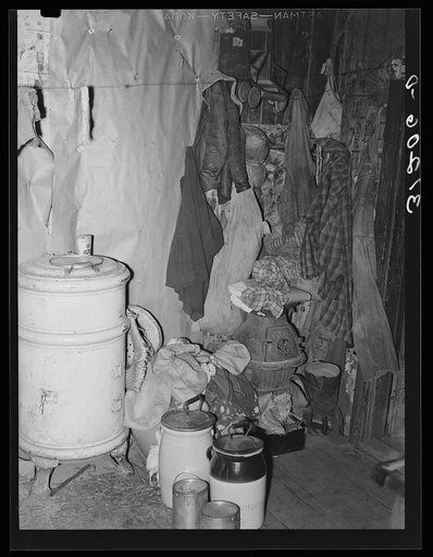 Corner of room in sharecropper cabin. Southeast Missouri Farms