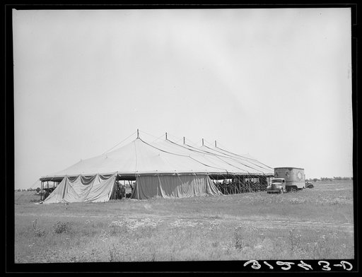Tent of Lasses-White traveling circus. Sikeston, Missouri