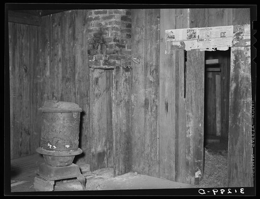 Interior of old slave quarters near Caruthersville, Missouri