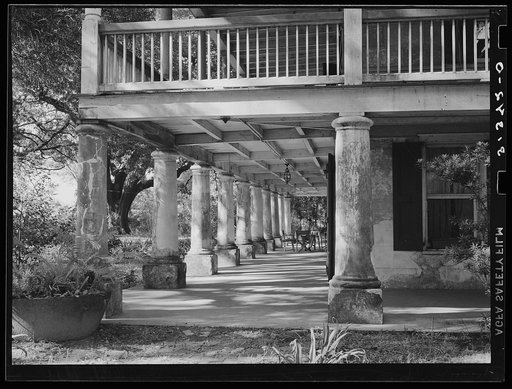 Balcony and verandah of plantation house near New Orleans, Louisiana