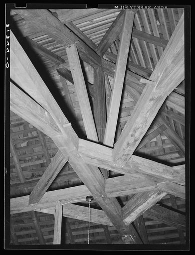 Details of construction of rafters of old plantation house near New Orleans, Louisiana