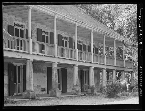 Balcony and verandah of old plantation house near New Orleans, Louisiana