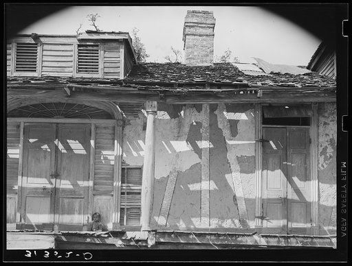Untitled photo, possibly related to: Entrance to old Trepagnier plantation house near Norco, Louisiana. This house is now occupied by Negroes