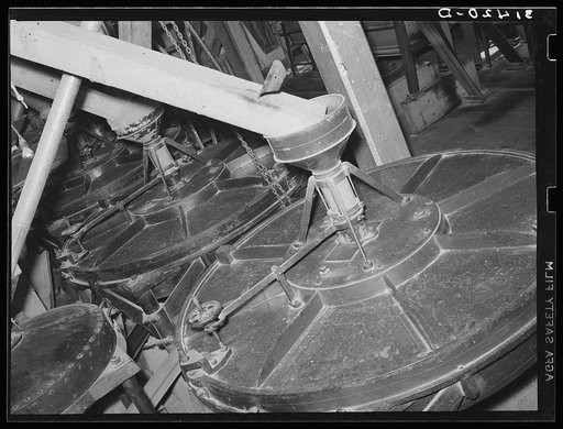 Hulling machinery. State rice mill, Crowley, Louisiana