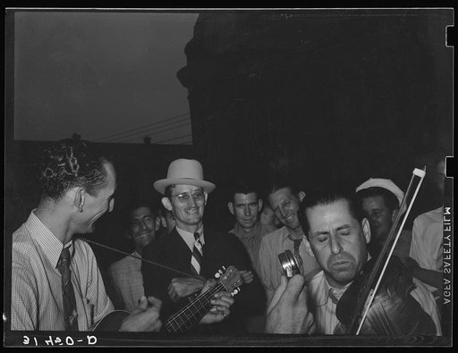 Untitled photo, possibly related to: Musicians in cajun band contest at National Rice Festival. Crowley, Louisiana