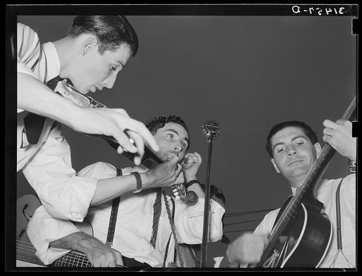 Musicians in cajun band contest at National Rice Festival. Crowley, Louisiana