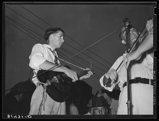 Musicians in cajun band contest. National Rice Festival, Crowley, Louisiana