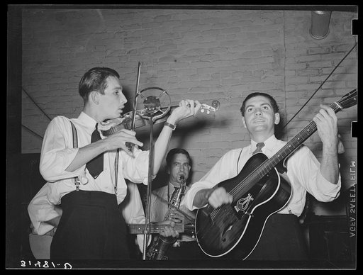 Cajun musicians at fais-do-do at National Rice Festival. Crowley, Louisiana