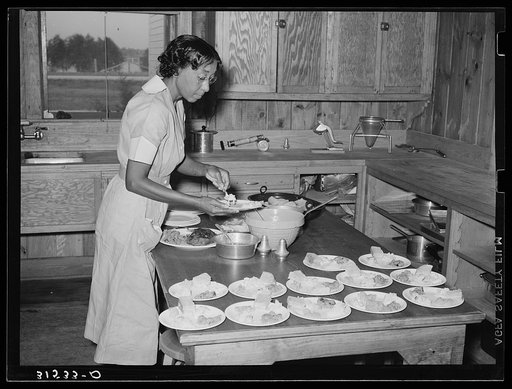 Preparing lunch for schoolchildren. Lake Dick Project school, Arkansas