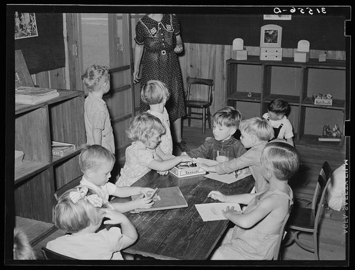 Kindergarten children at play. Lake Dick Project, Arkansas