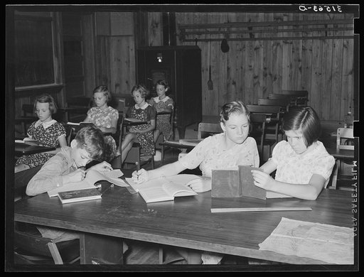 Pupils in upper primary grades studying. Lake Dick Project, Arkansas
