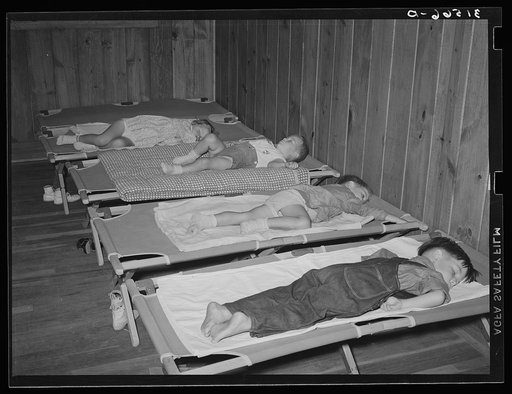 Supervised nap of schoolchildren. Lake Dick Project, Arkansas