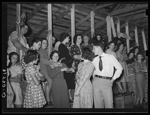 Fais-do-do near Crowley, Louisiana. These are gatherings of local country people usually of French origin who are clannish. Very few outsiders are present at these dances. Sections of the hall are reserved for the different sexes. They are usually attended by family groups, the smaller children and 