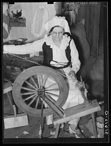 Madame Dronet. First operation in spinning carded cotton into thread. Erath, Louisiana