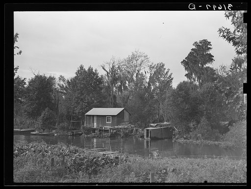 Fisherman's house along bayou near Akers, Louisiana