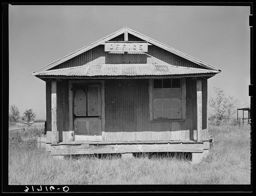 Old office of sugar mill (abandoned) near Gibson, Louisiana