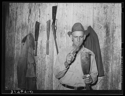 Emil Kimball sharpening a cane knife. He will participate in the tenant purchase program. Morganza, Louisiana