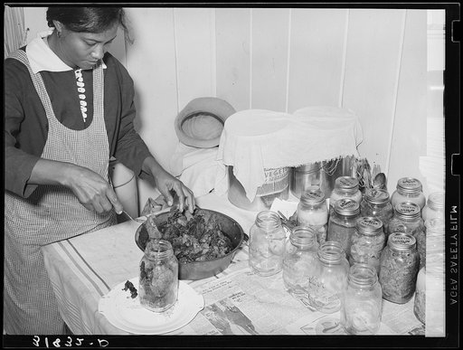 Farmer's wife canning meat. Lakeview Project, Arkansas