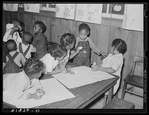 Negro children playing in nursery school. Lakeview Project, Arkansas