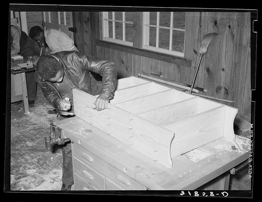 In manual training class, boys are taught to build useful articles for the home. Lakeview Project, Arkansas