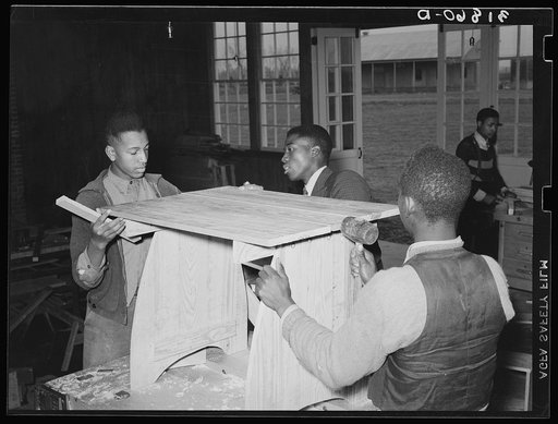 Untitled photo, possibly related to: In manual training class, boys are taught to build useful articles for the home. Lakeview Project, Arkansas
