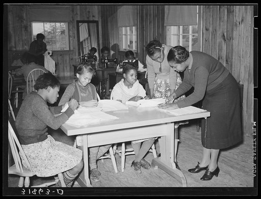 Sewing lesson in school. Lakeview Project, Arkansas