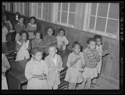 Schoolchildren singing. Lakeview Project, Arkansas