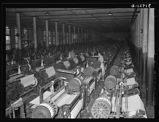 Weaving room, Laurel cotton mill. Laurel, Mississippi