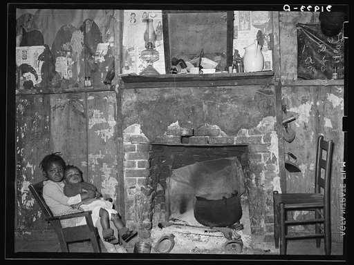Fireplace in Negro sharecropper's cabin. Will be resettled on Transylvania Project. Louisiana