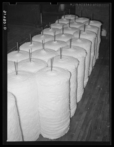 Cotton bats, Laurel cotton mills. Laurel, Mississippi