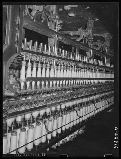 Untitled photo, possibly related to: Thread-making machinery. Laurel cotton mill, Laurel, Mississippi