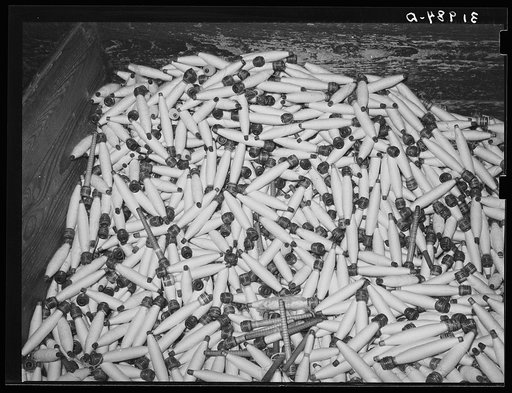 Bin of spindles. Laurel cotton mills, Laurel, Mississippi