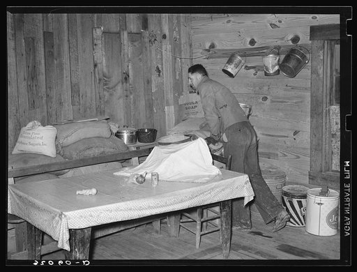 Corner of kitchen of tenant farmer living in Merigold, Mississippi. Background photo, Sunflower Plantation