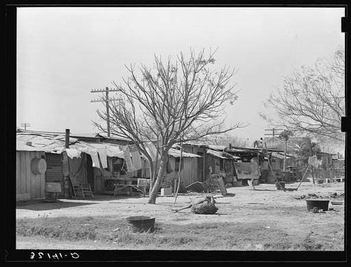 Backyards of Mexican homes. Alamo, Texas