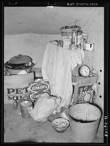 Corner in tent home of white migrants. Near Harlingen, Texas