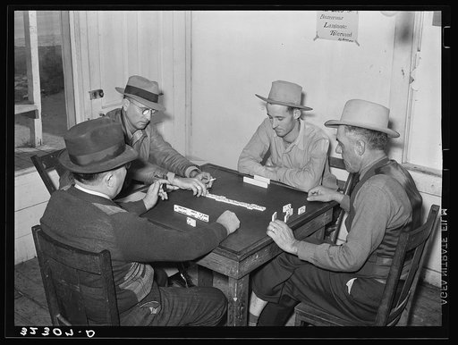 Domino game in beer parlor. Sebastian, Texas