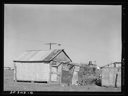 Mexican house in Robstown, Texas, made of tin and wood and mud
