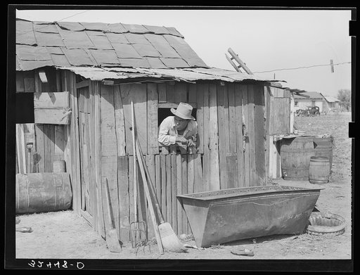 Mexican house, San Antonio, Texas. Notice roof made of sheet metal
