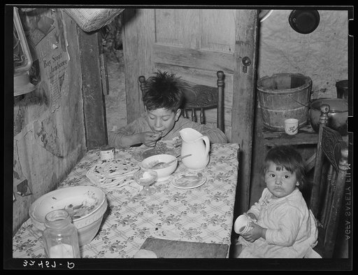 Mexican children eating lunch. San Antonio, Texas