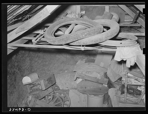 Interior of underground storage space. Mexican section, San Antonio, Texas