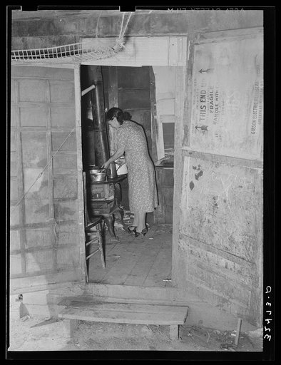 Looking into kitchen from outdoors. Mexican house, San Antonio, Texas