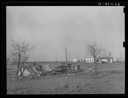 Camp of Mexican laborers working in and around El Indio, Texas. El Indio is a real estate development, rural and urban