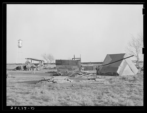 Camp of Mexican laborers working in and around El Indio, Texas. El Indio is a real estate development, rural and urban