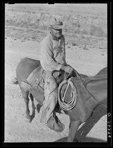 Cowboy on horseback near Eagle Pass, Texas