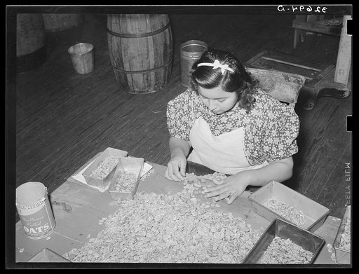 Classifying pecan meats. Pecan shelling plant. San Antonio, Texas