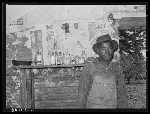 Negro man living near Jefferson, Texas. This Negro owned about thirty acres on which he and his family and his sister and her family lived. They had done no farming for about four years, supporting their families by day labor. The man said he would like to farm again but could not get enough cash to