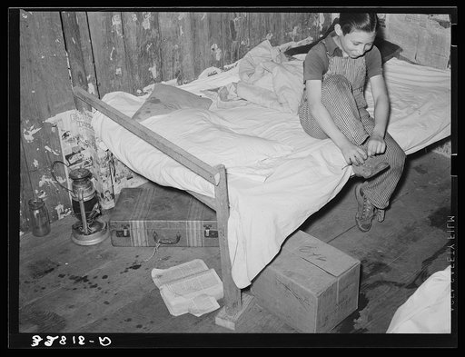Untitled photo, possibly related to: Child of white migratory berry picker near Ponchatoula, Louisiana
