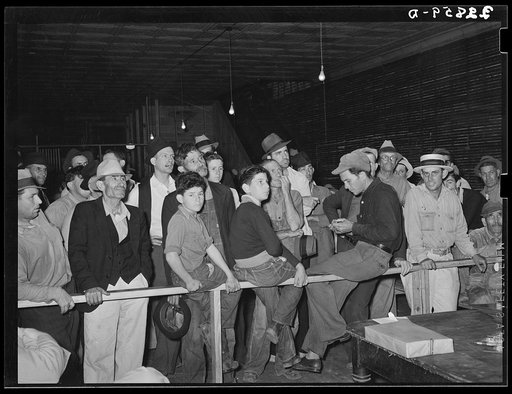 Members of the Louisiana Farmers Protective Union listens to "Senator" Jim Morrison speak. Hammond, Louisiana