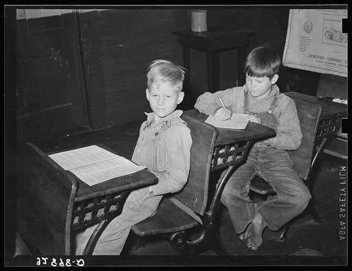 Children in rural school. San Augustine County, Texas. Boy on left has hookworm. The hookworm infestation of rural children is high in this section
